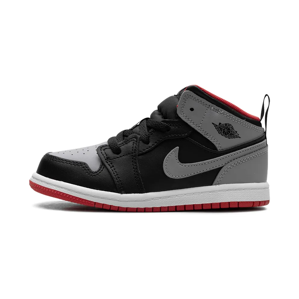 Jordan 1 Mid TD “Black/Cement Grey-fire Red-white” (DQ8425-006)