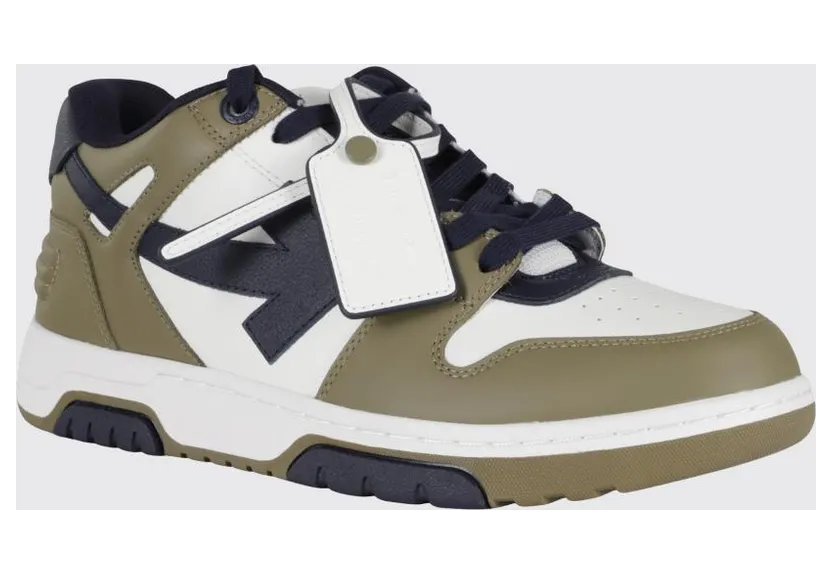 Off-White Out Of Office Leather Sneakers Green (OMIA189S26LEA0036349)