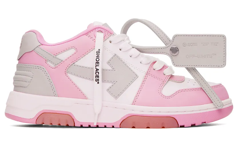 Off-White White & Pink Out Of Office Sneakers (OWIA259F22LEA0013009)
