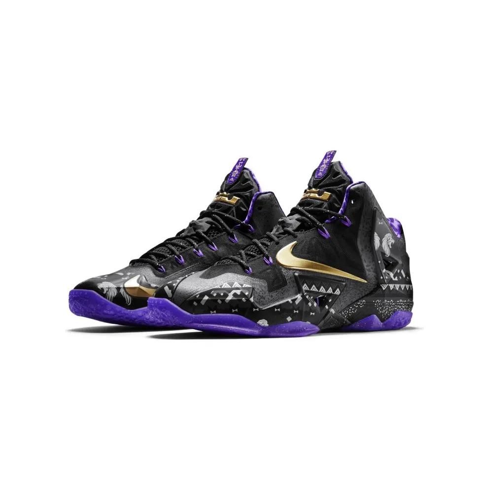 Nike LeBron 11 Black History Month Anthracite/Metallic Gold-Purple Venom (646702-001)