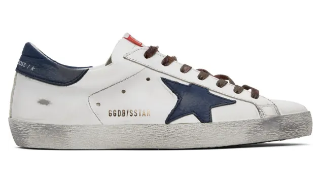 Golden Goose White and Navy Superstar Sneakers (GMF00101.F000343.102)