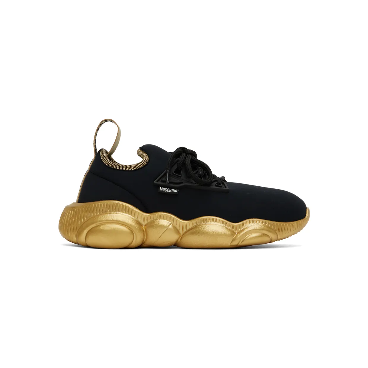 Moschino Black & Gold Teddy Contrasts Sneakers (MA15163G0F_MNA_00A)