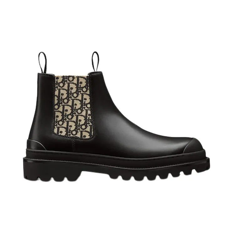 Dior Explorer Chelsea Boot Black Beige Black Dior Oblique Motif (3BO287ZRO_H961)