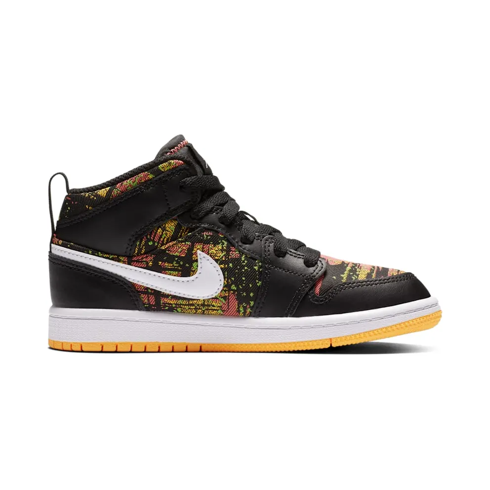 Jordan 1 Mid Black Laser Orange Bright Melon (PS) Black/Laser Orange-Bright Melon-White (640737-003)