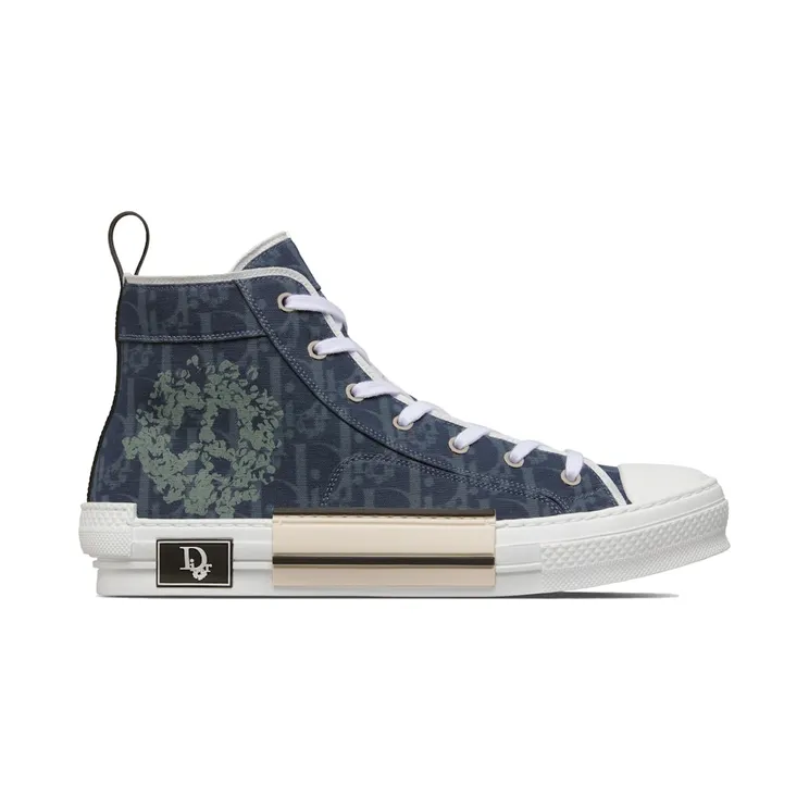 Dior B23 High-Top Blue Oblique and Peace Sign Dior Tears Denim (3SH126ZWZ_H580)