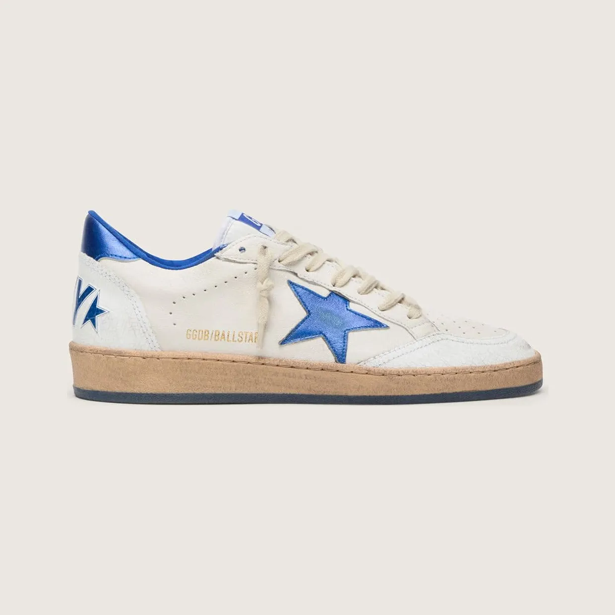 Golden Goose Women’S Ball Star Wishes In White Nappa Leather With Bright Blue Star And Heel Tab (GWF00117.F005822.10793)