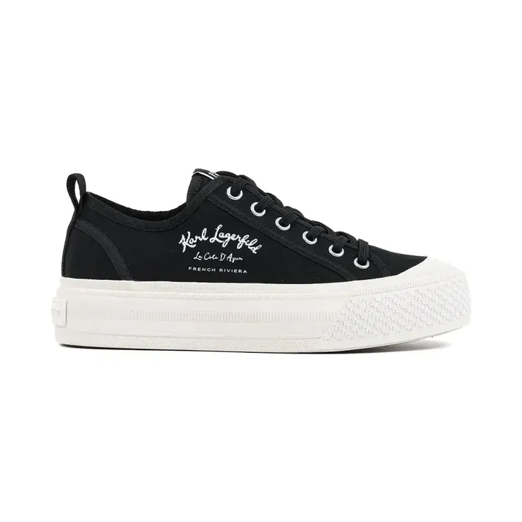Karl Lagerfeld Kampus Max met geborduurd logo en plateauzool “Black” (KL50523)