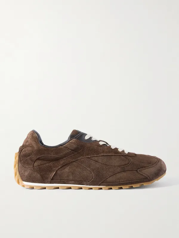 Bottega Veneta Orbit Flash Leather-Trimmed Suede Brown (851621V3MS0)