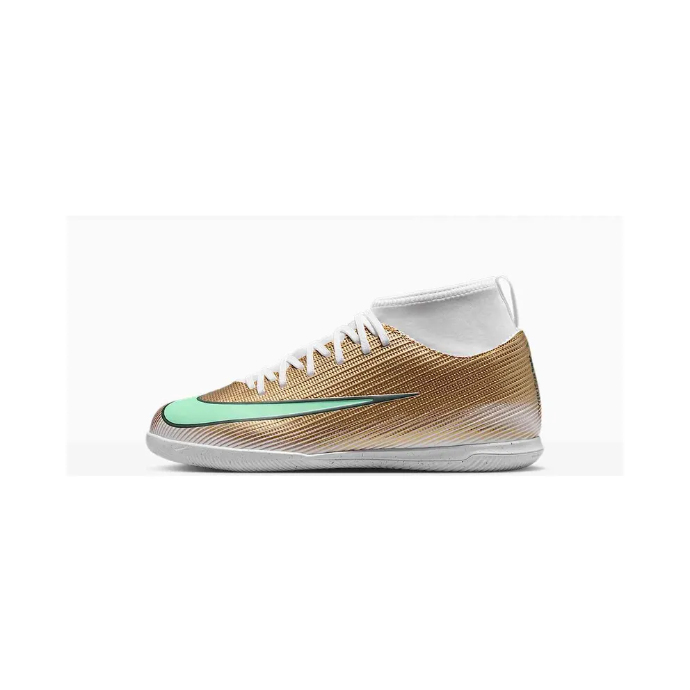Nike Jr Mercurial Superfly 11 Club ‘Kylian Mbappé’ ‘ Multi-Ground High-Top “Metallic Gold/Green Glow” (IV5830-701)