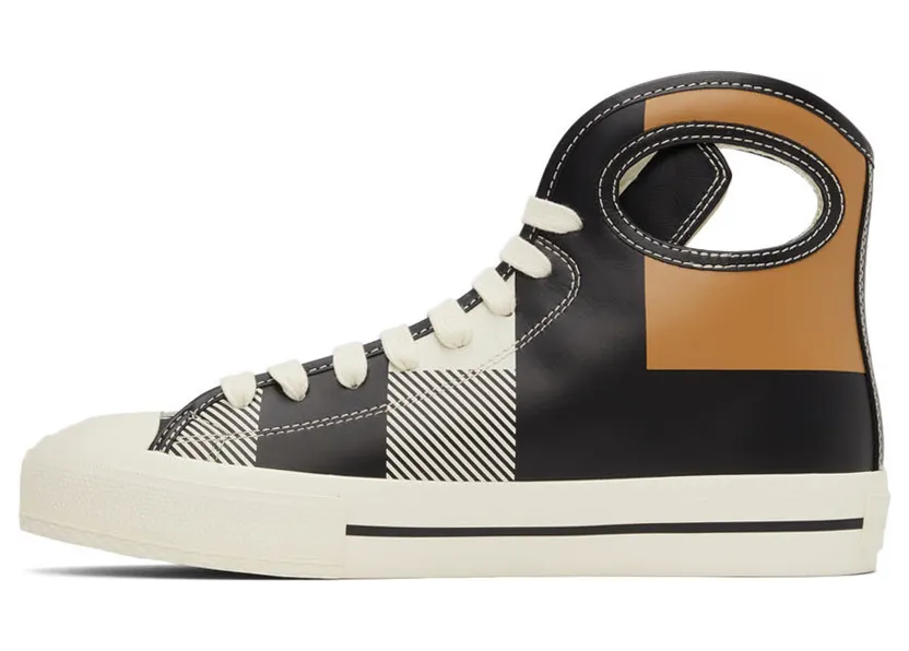 Burberry Black & White Check Porthole High-Top Sneakers (8042627) (3)