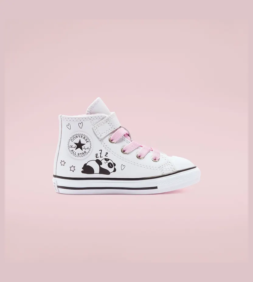 Converse Toddler Notes from BFF Easy-On Chuck Taylor All Star High Top White/black/pink Glaze (769754C)