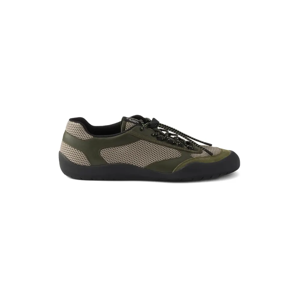 Prada Speedrock Leather and Mesh Fabric “Green/Neutrals” (2EE468 F G000 3ZM0 F0161)