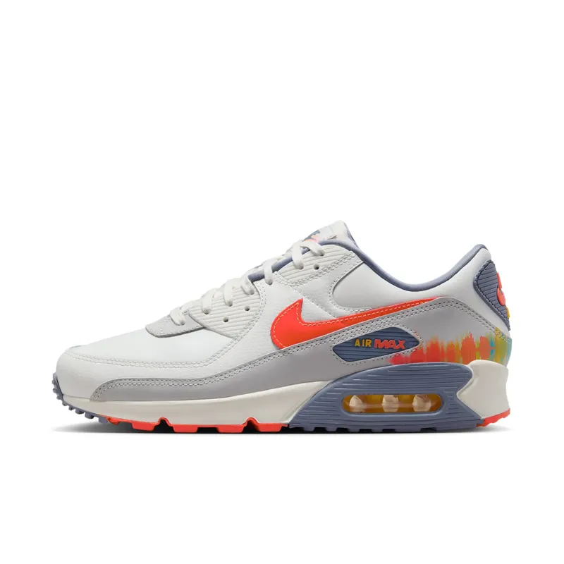 Nike Air Max 90 Premium “Summit White Ashen Slate Pure Platinum Bright Crimson” (HJ9147-121)