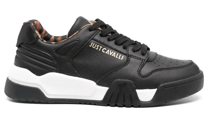 Just Cavalli Leren sneakers met logo-reliëf – Zwart (77RA3SA1ZPA63)