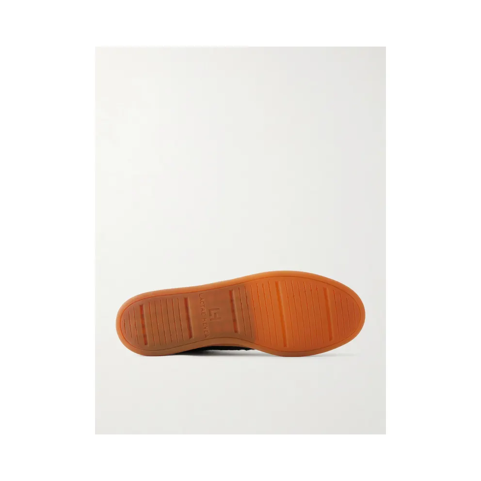Officine Creative Militia 002 Suede-Trimmed Calf Hair Snakers Dark green (OCUMILI002-LC226)