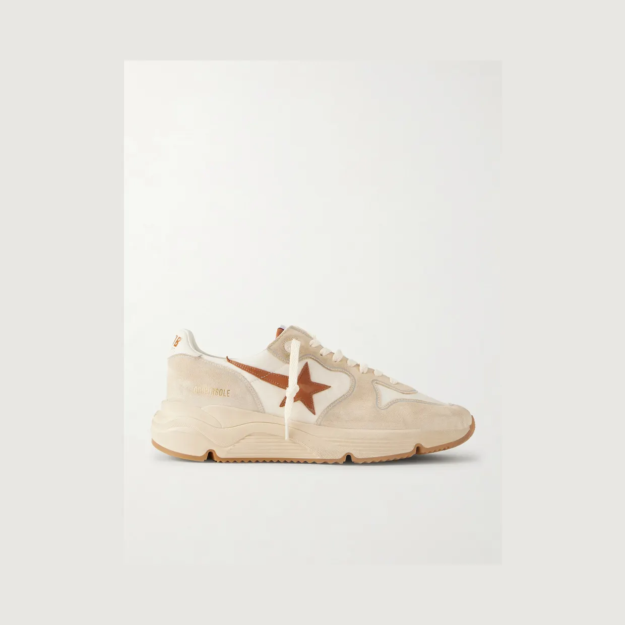 Golden Goose Running Sole Leather-Trimmed Suede and Shell Sneakers Beige (GMF00126.F008153)
