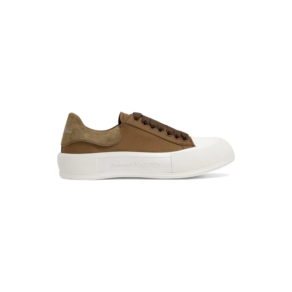 Alexander McQueen Deck Skate Plimsoll Lace-Up Khaki (654594 W4PQ1 3227)