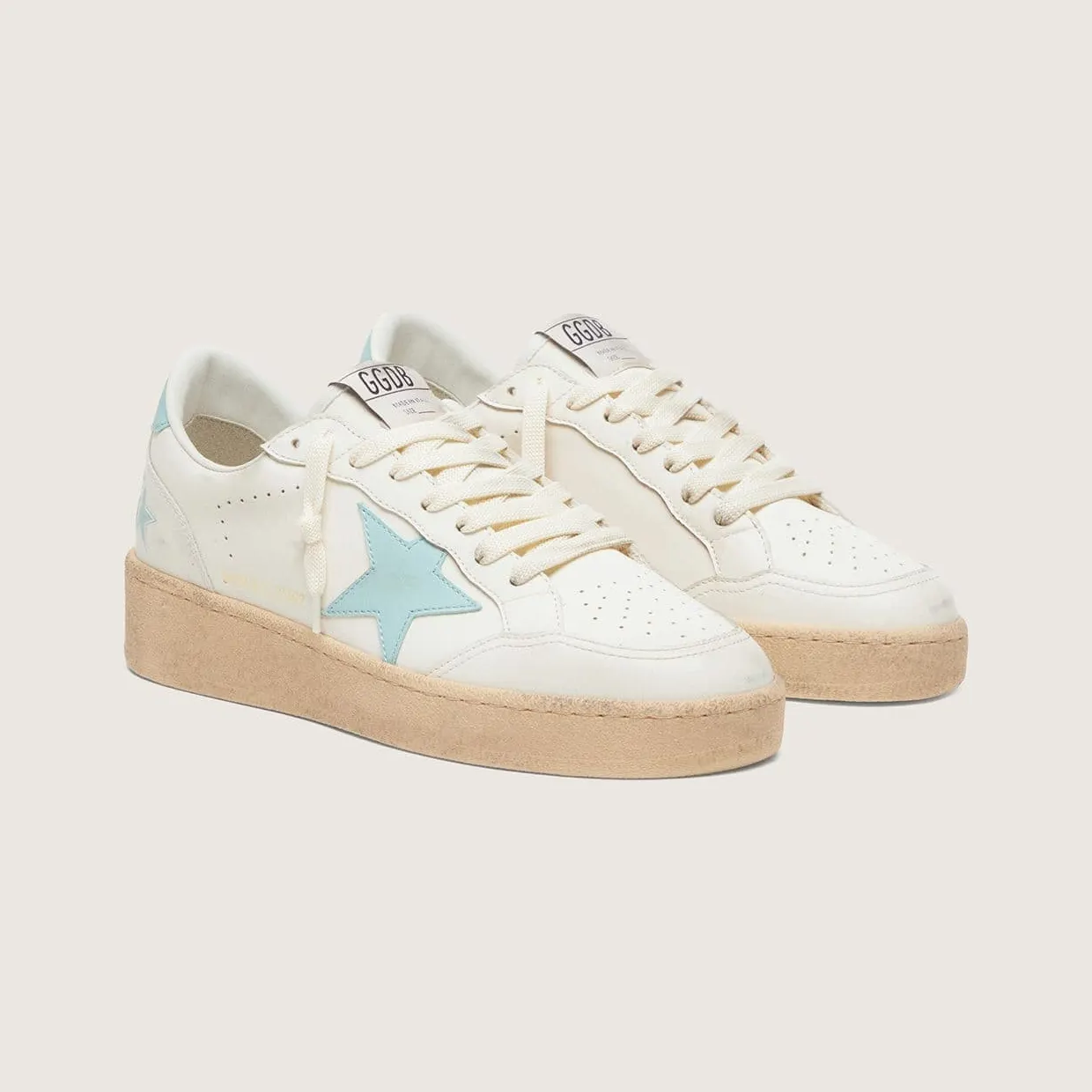 Golden Goose Women’S Ball Star In White Leather With Light Blue Star (GWF00804.F008501.10422) (2)