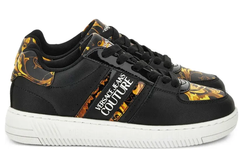 Versace Jeans Couture Sneakers mit Barock-Print – Schwarz (79VA3SJ7ZPB35)