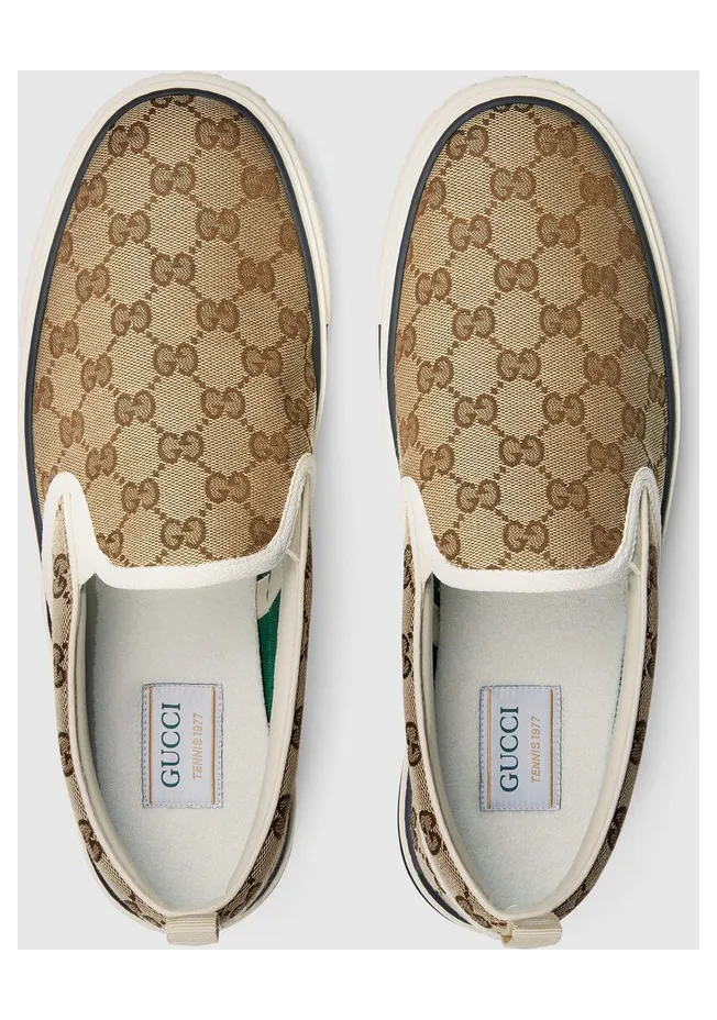 Gucci Tennis 1977 Slip On Beige Ebony (643489 2HK30 9761) (4)