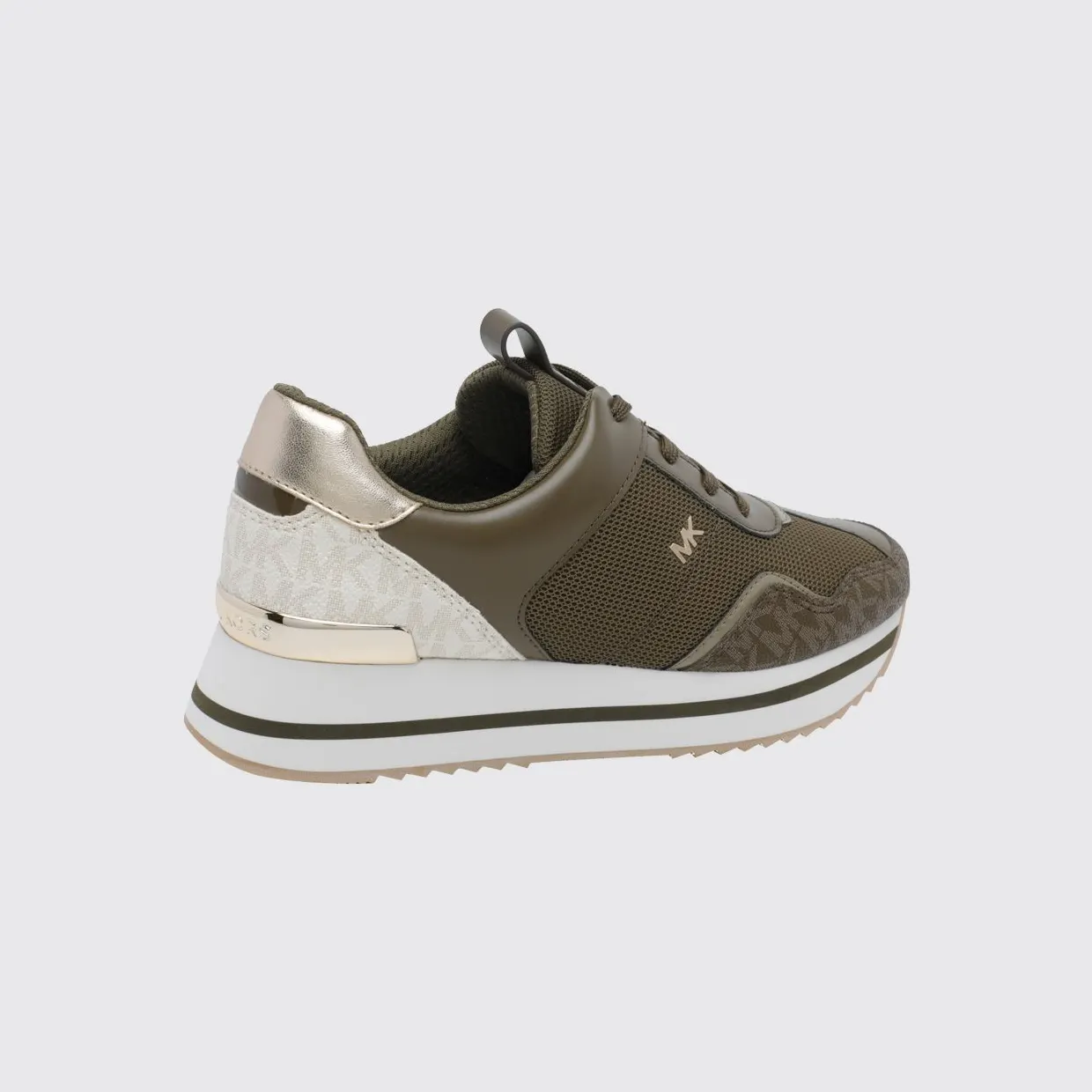 Michael Kors Raina Platform Sneakers in Monogram Canvas and Mesh with Platform Sole Green (43T6RNFS1D282) (2)