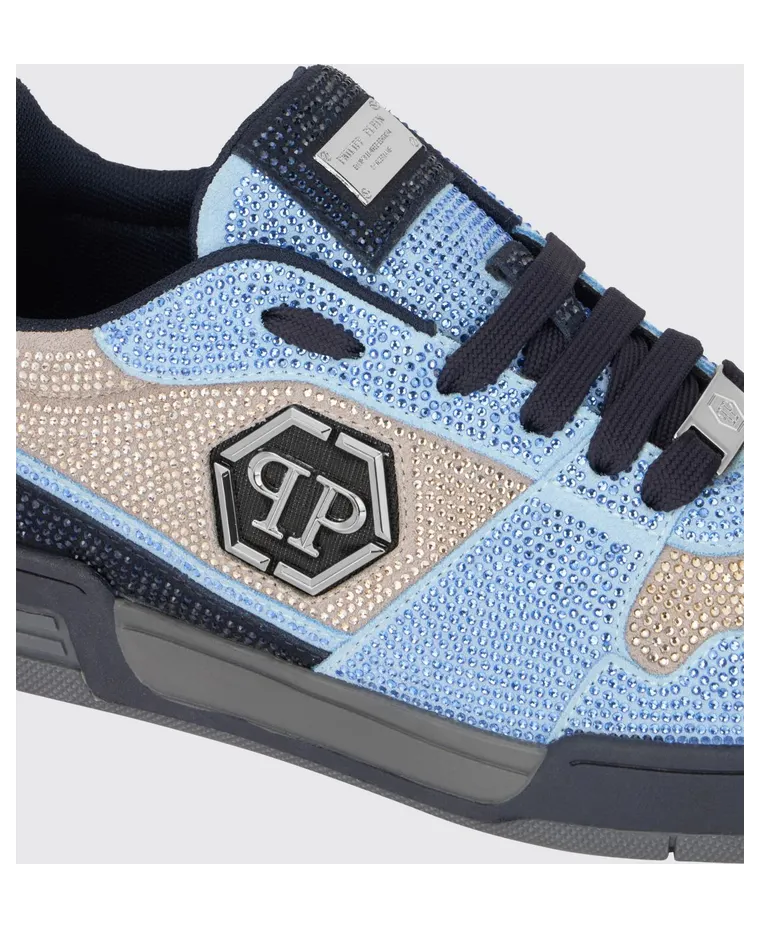 Philipp plein P-Force Leather Sneakers with Monogram and Crystals Blue (UAFSUSC1089PLE010N1407) (3)