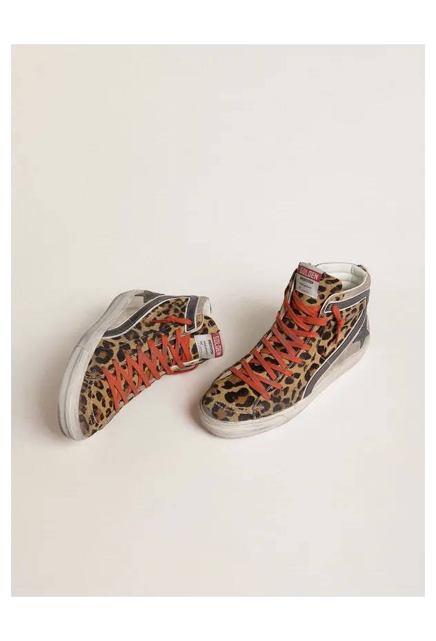 Golden Goose Women’S Slide Ltd In Leopard-Print Pony Skin With Metallic Leather Star And Flash (GWF00116.F008006.15860) (2)