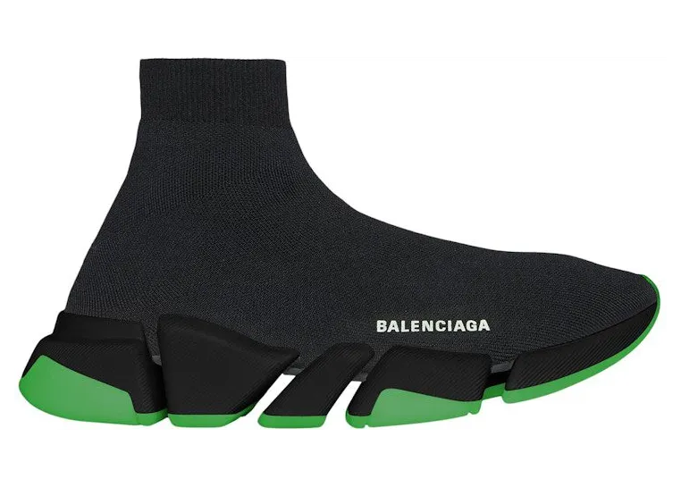 Balenciaga Speed 2.0 Clear Sole Black Neon Green Black (654020W2DI81038)