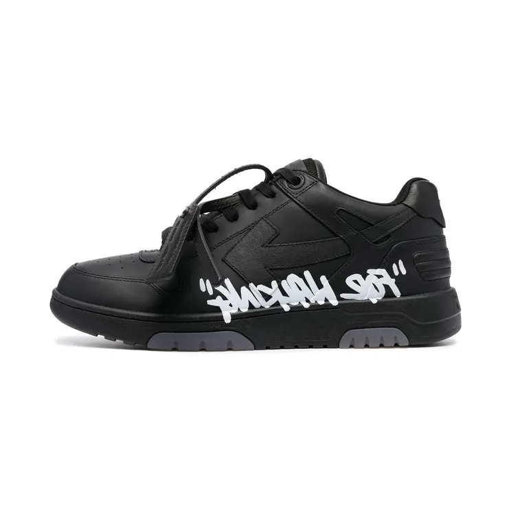 OFF-WHITE OOO Low Tops “For Walking” Black White (OMIA189S21LEA0041001)