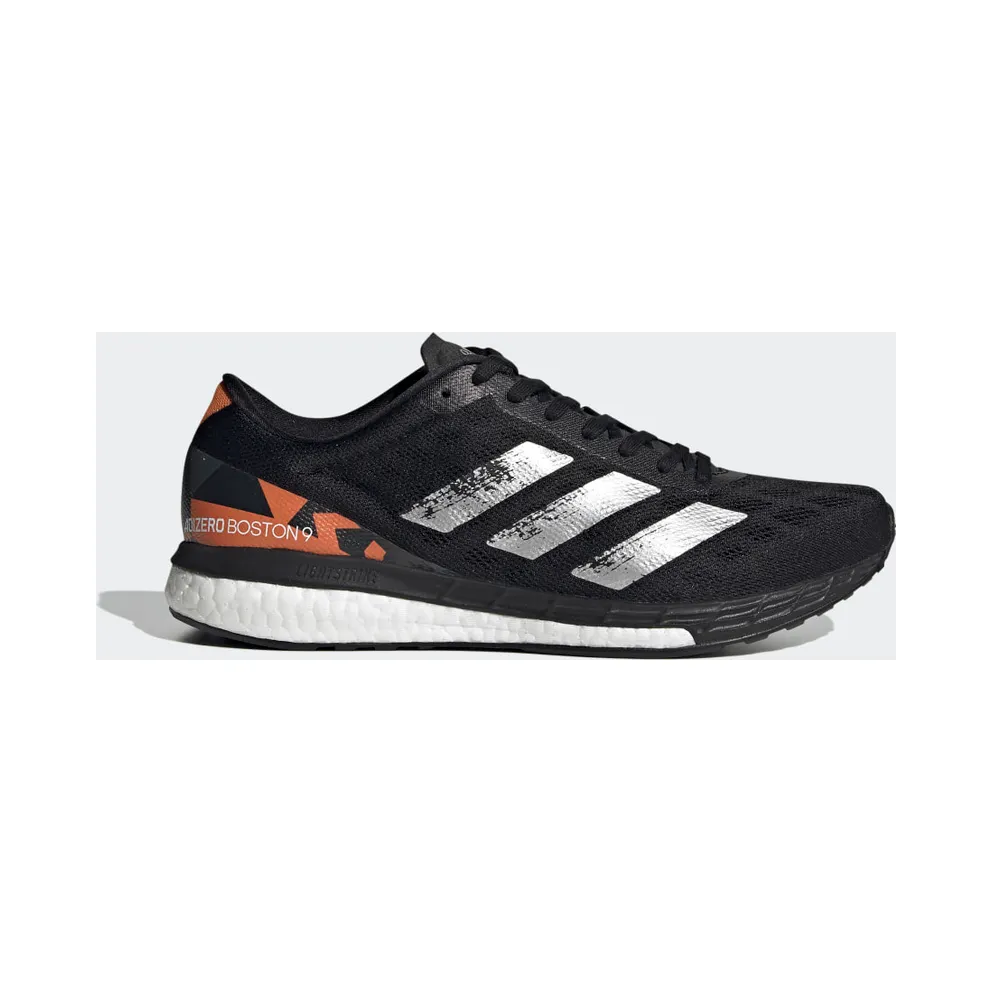 adidas Adizero Boston 9 Laufschuh Core Black / Silver Metallic / Signal Orange (EG4673)