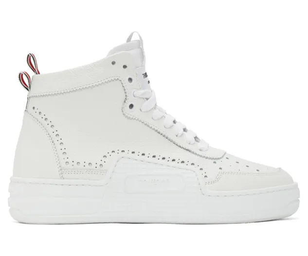 Thom Browne White Calfskin Basketball Sneakers (MFD182A-06257)