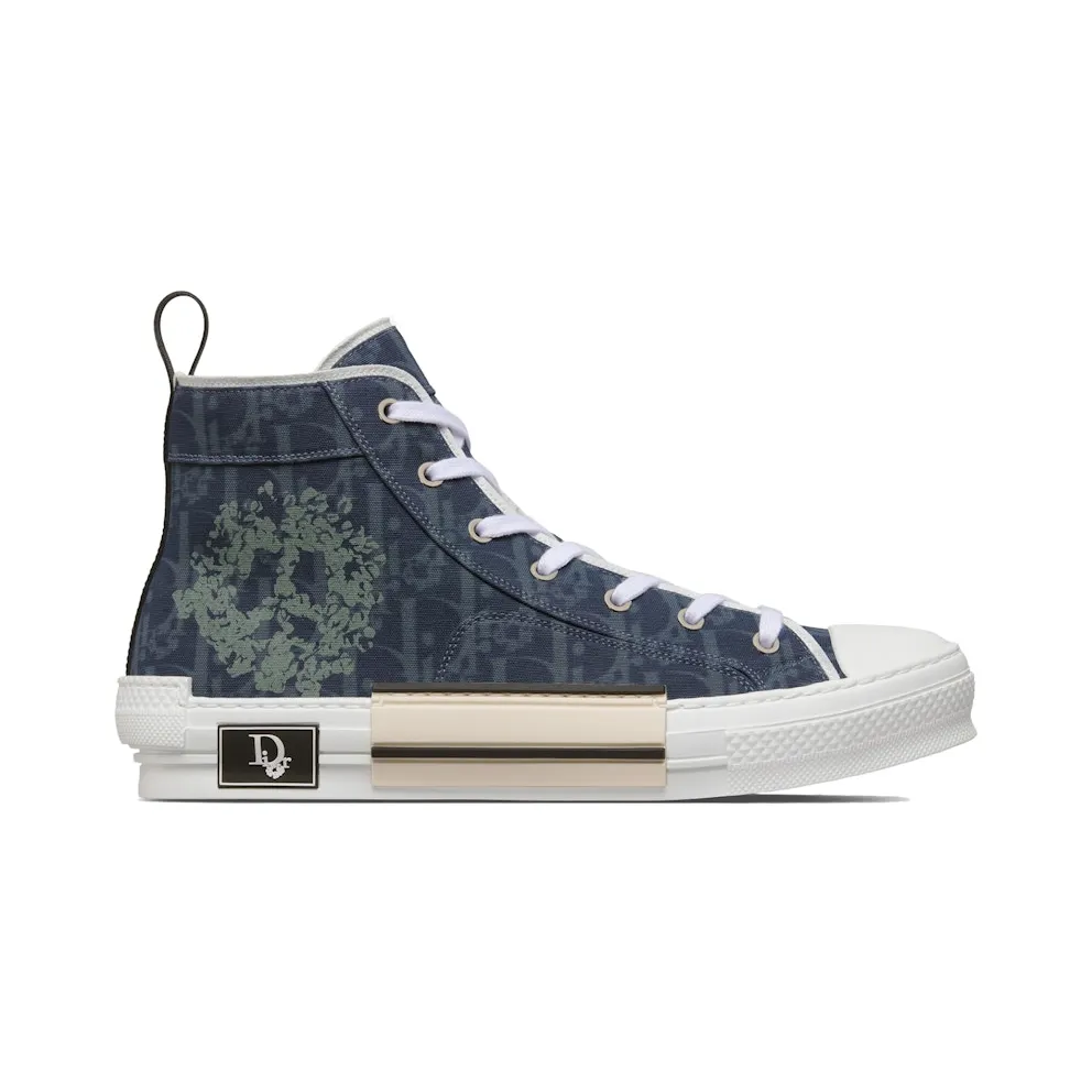 Dior Sneaker B23 High-Top Sneaker Blue Oblique and Peace Sign Dior Tears Denim (3SH126ZWZ_H580)
