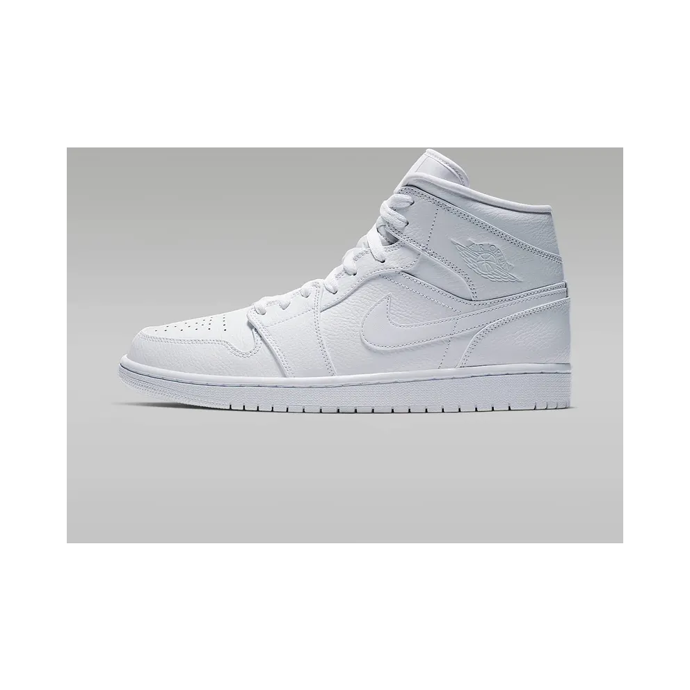 Air Jordan Nike AJ I 1 Mid Triple White (2019) (554724-129)