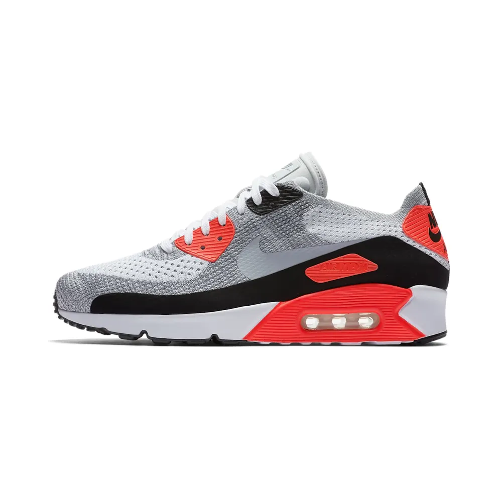 Nike Air Max 90 Ultra Flyknit 2.0 Infrared White/Wolf Grey-Bright Crimson (875943-100)