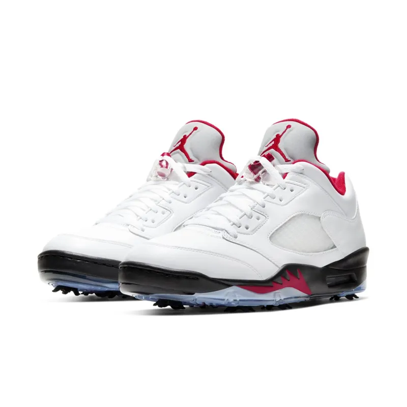 Jordan 5 Retro Low Golf Fire Red (Silver Tongue) White/Black-Metallic Silver-Fire Red (CU4523-100)