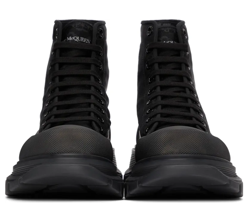Alexander McQueen Black Floral Tread Slick High Sneakers (662675W4Q32) (2)