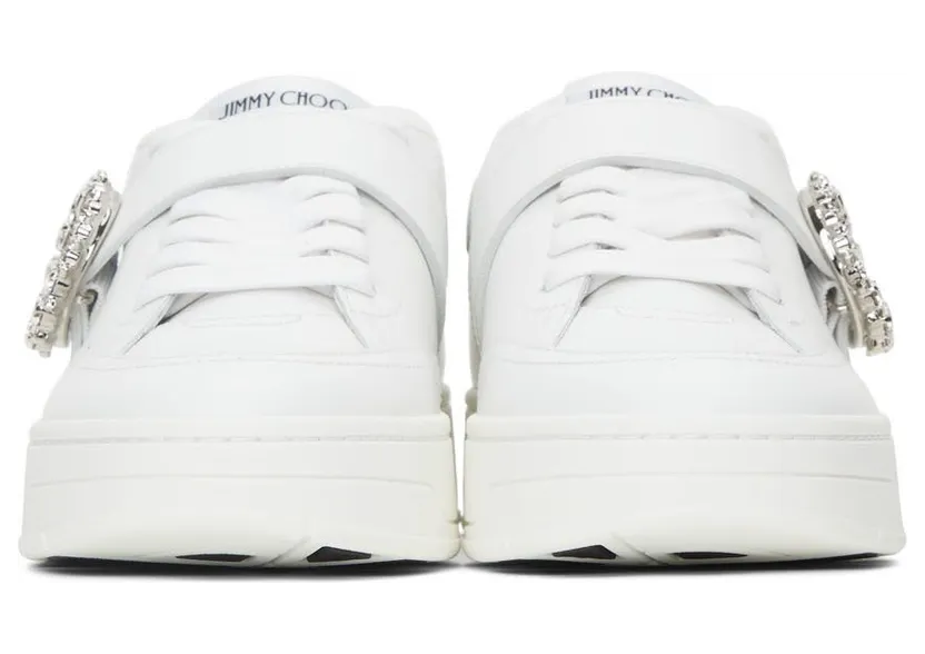 Jimmy Choo White Leather Osaka Lace Up Sneakers (OSAKA LACE UP XYT) (2)