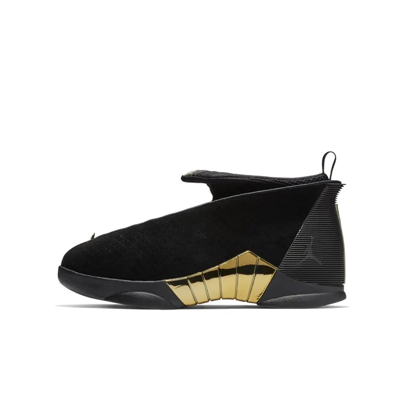 Jordan 15 Retro Doernbecher 2018 (GS) Black/White-Metallic Gold (BV7110-017)