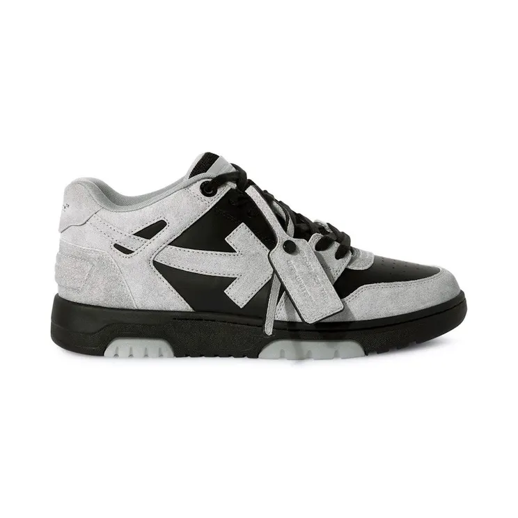 OFF-WHITE Out Of Office “OOO” Low Tops Light Grey Black Suede (OMIA189S25LEA0070510)