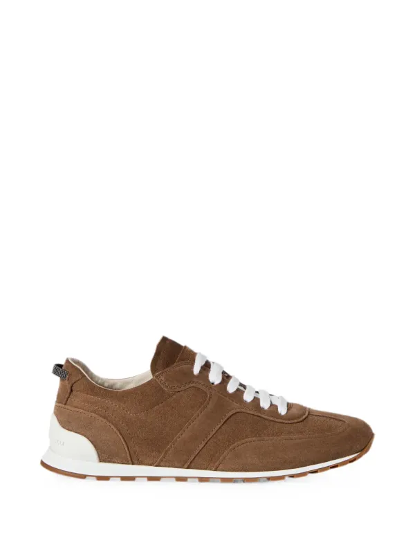 Brunello Cucinelli Suède sneakers with glanzende lussen – Brown (MZSFG3337C9773)