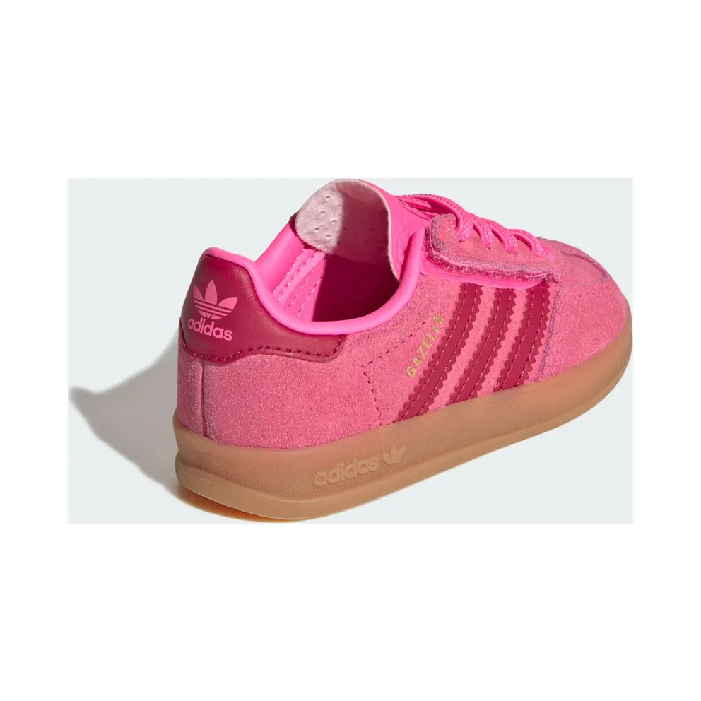 Adidas GAZELLE INDOOR COMFORT CLOSURE ELASTIC LACE Shoes Lucid Pink / Team Victory Red / Gold Metallic (KJ2304)