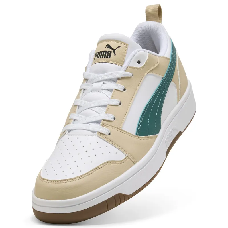 Puma Rebound V6 Low “Toasted Almond / Emerald Ice / Puma White” (392328_61)