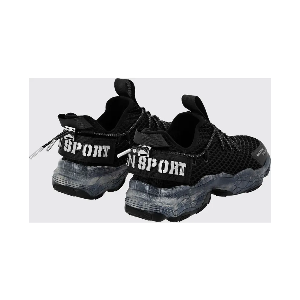 Plein Sport Hyper Sport Low-Top in Mesh with Applied Logo and Pull Tab Black (SADSUSC0522STE003N02)