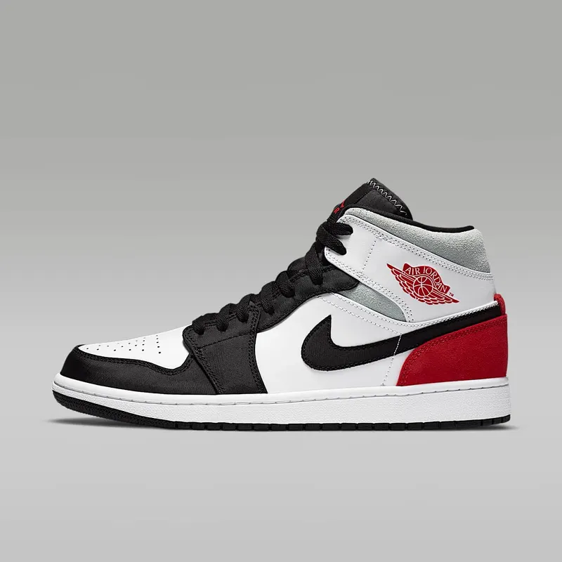 Jordan 1 Mid SE Union Black Toe White/Black-Light Smoke Grey-Gym Red (852542-100)