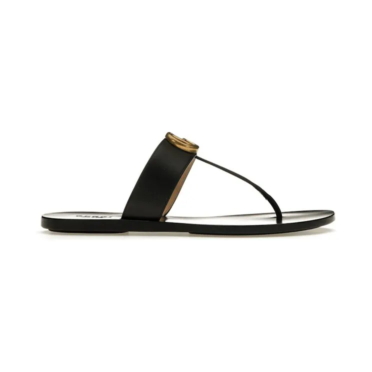 Gucci Double G Thong Sandal Black Leather (497444 A3N00 1000)