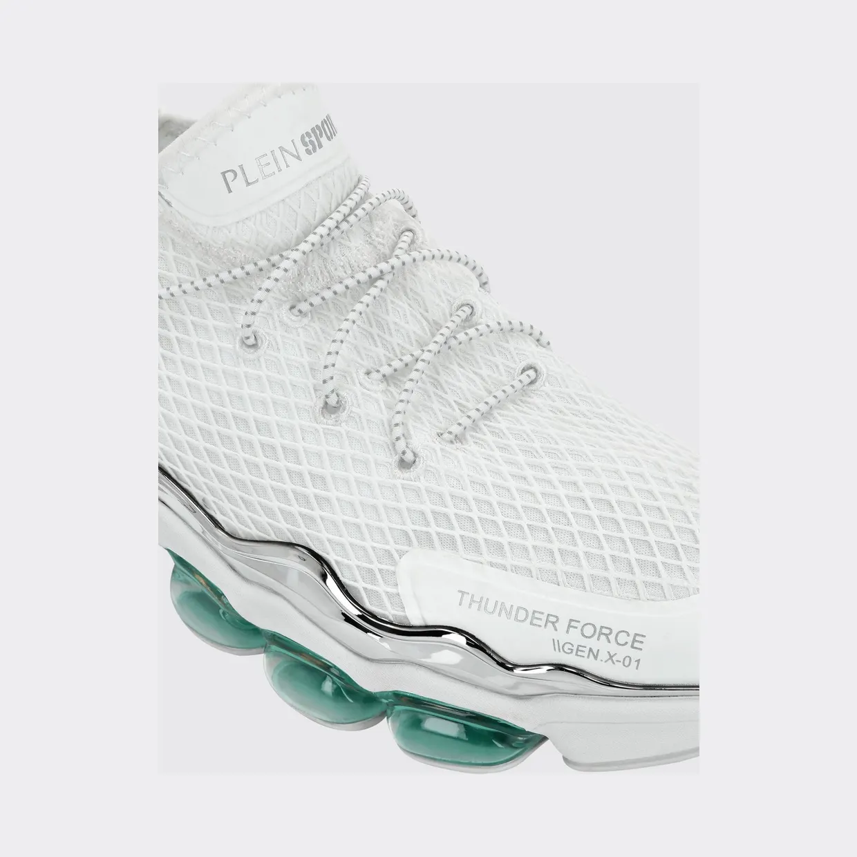 Plein Sport Two-Tone Mesh Low-Top Trainers with Cushioned Sole White (PADSUSC0576STE003N0107) (3)