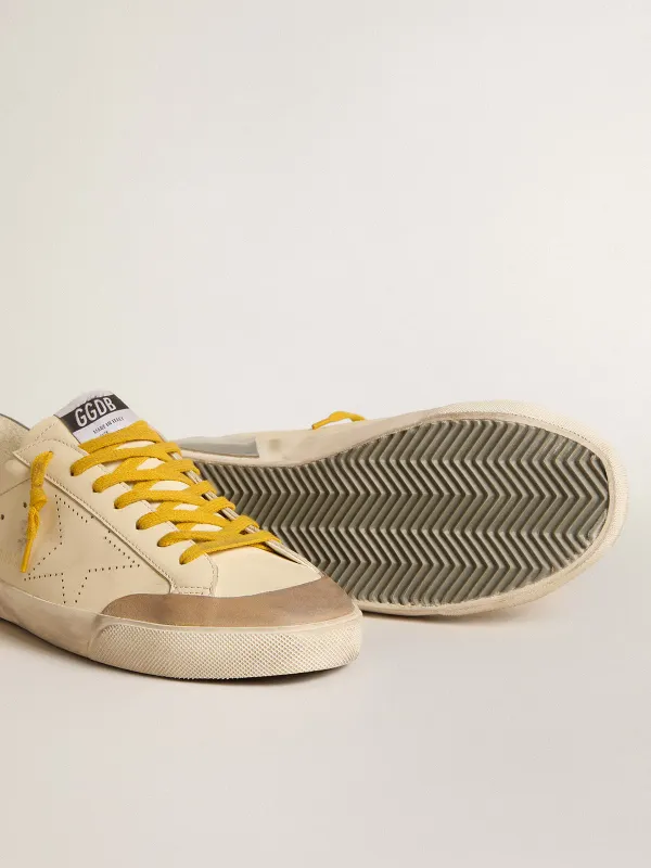 Golden Goose Super-Star In Leather With Perforated Star And Gray Suede Heel Tab (GMF00172.F006024.15606) (3)