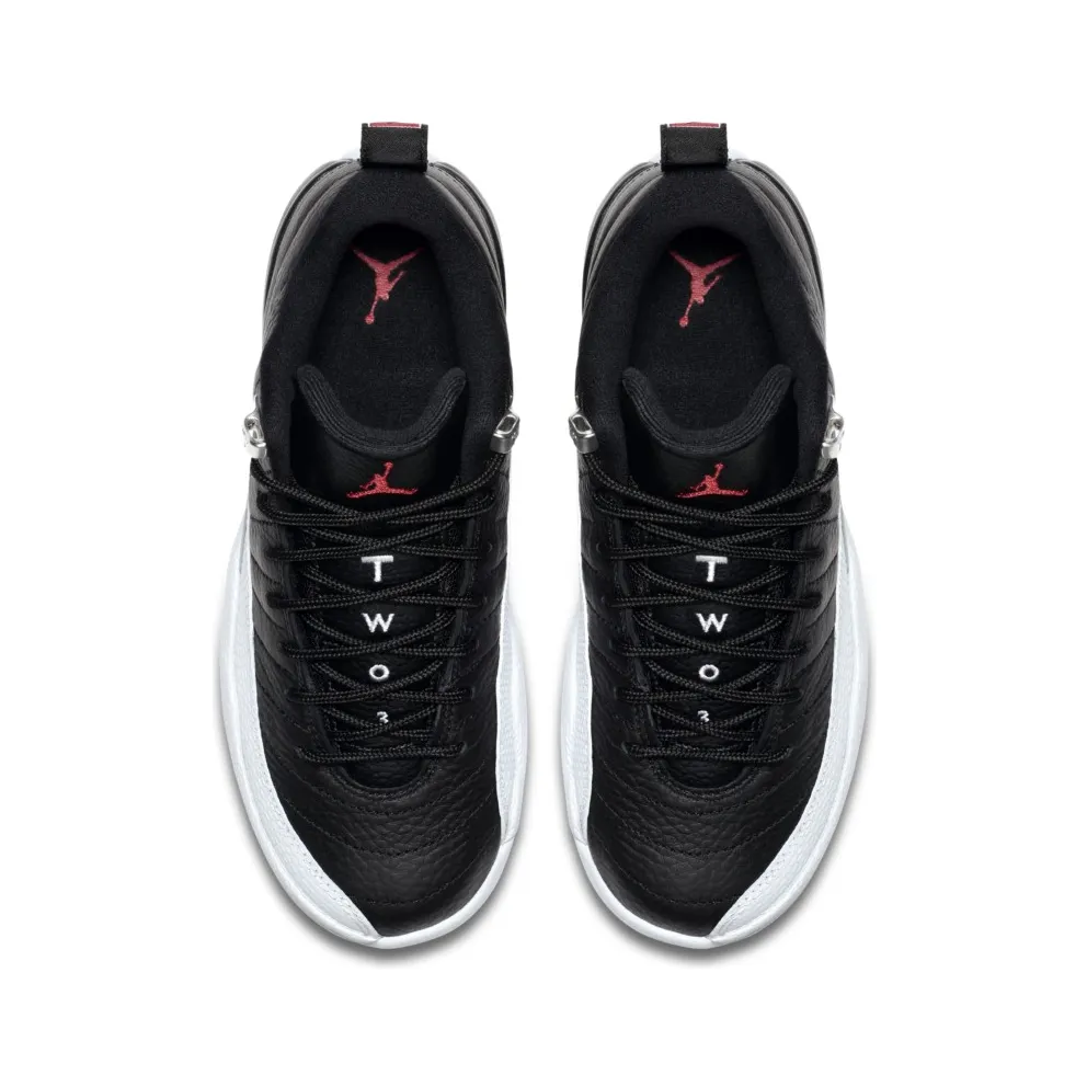 Jordan 12 Retro Low Playoffs (GS) Black/Varsity Red-White-Metallic Silver (308305-004)