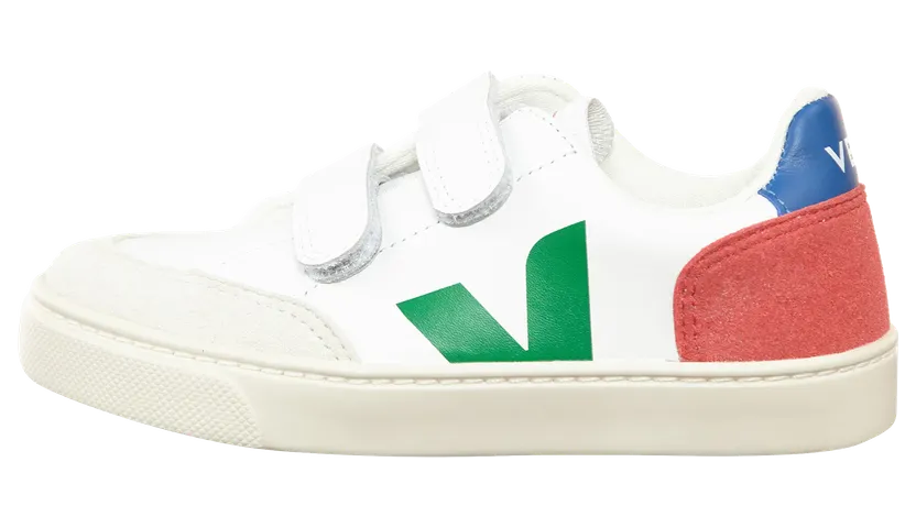 Veja V-12 Velcro Leather GS “Extra White / Emeraude-Pekin” (VSV022-236)