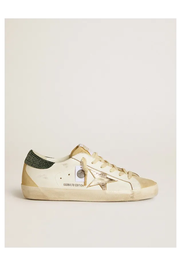 Golden Goose Women’S Super-Star Ltd With Leather Star And Swarovski Crystals Heel Tab (GWF00102.F006621.10613)